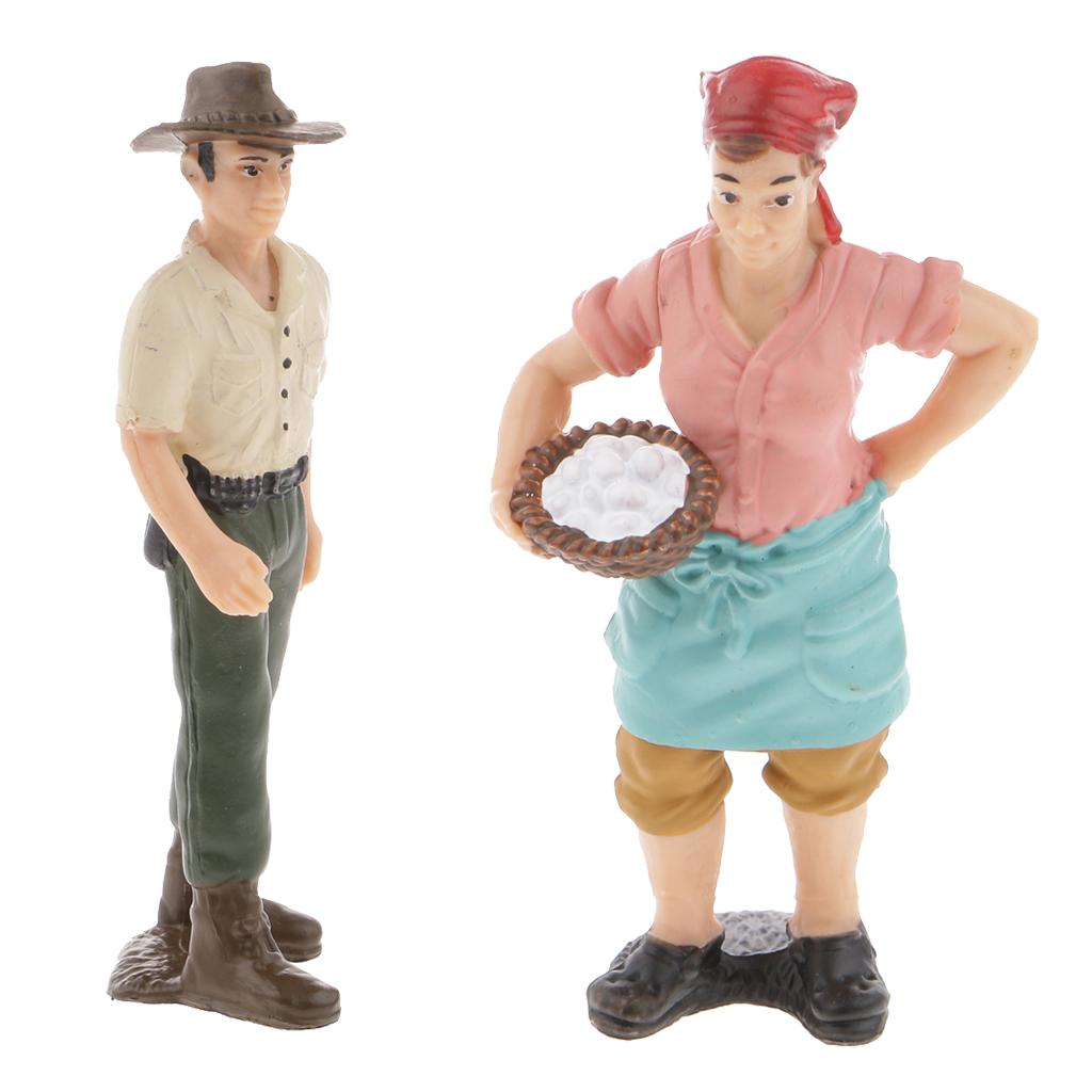 2x Realistic Male Farmer People Figurine Model Action Figure Toy Collectible