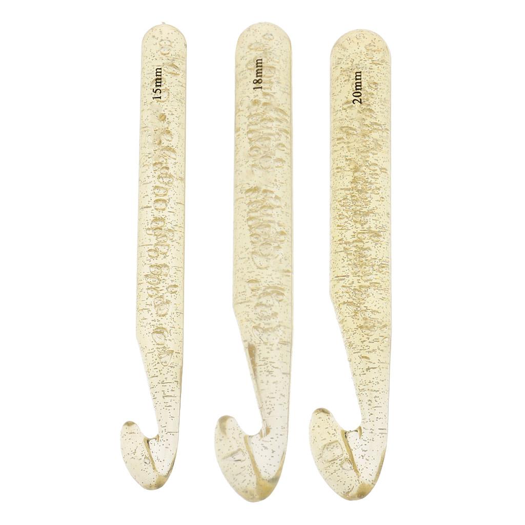 3Pcs Large Plastic Crochet Hooks Knitting Needles Sewing Tools 15 18 20mm