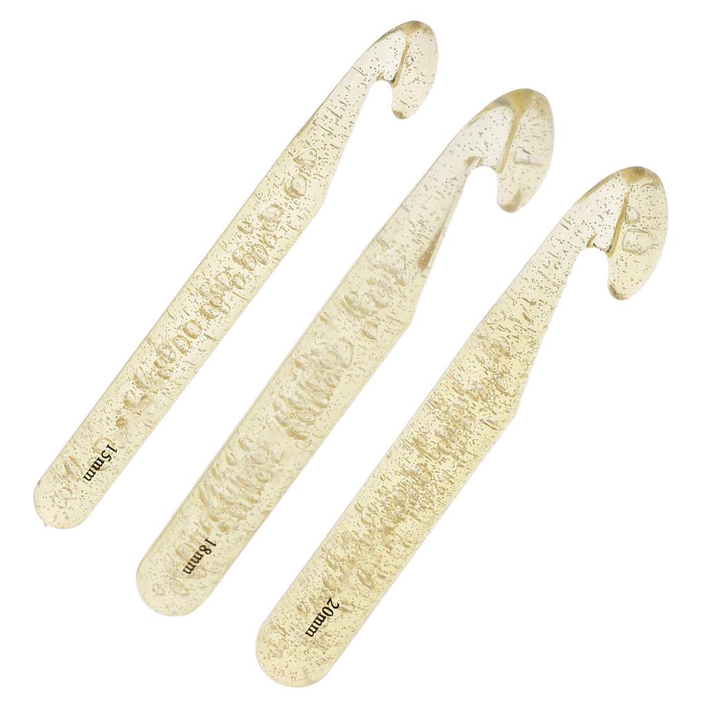 3Pcs Large Plastic Crochet Hooks Knitting Needles Sewing Tools 15 18 20mm