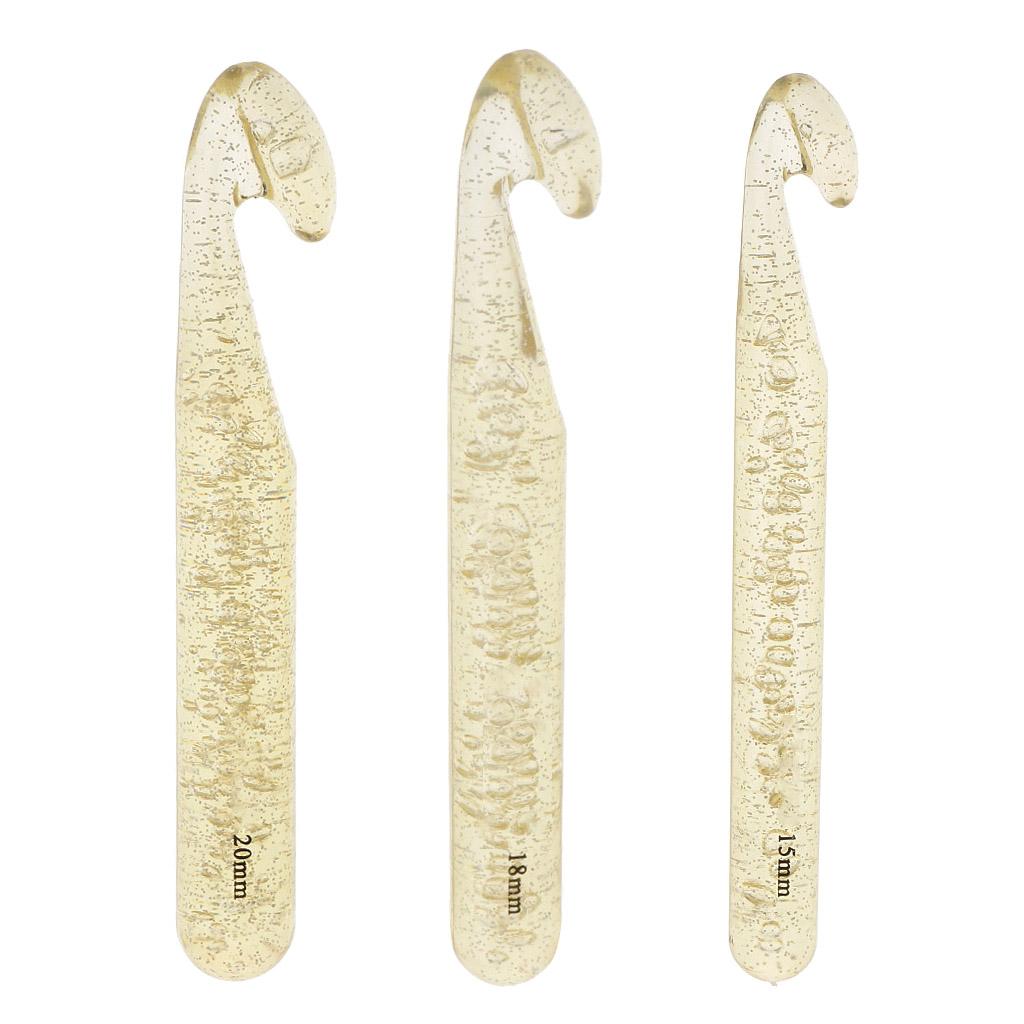 3Pcs Large Plastic Crochet Hooks Knitting Needles Sewing Tools 15 18 20mm