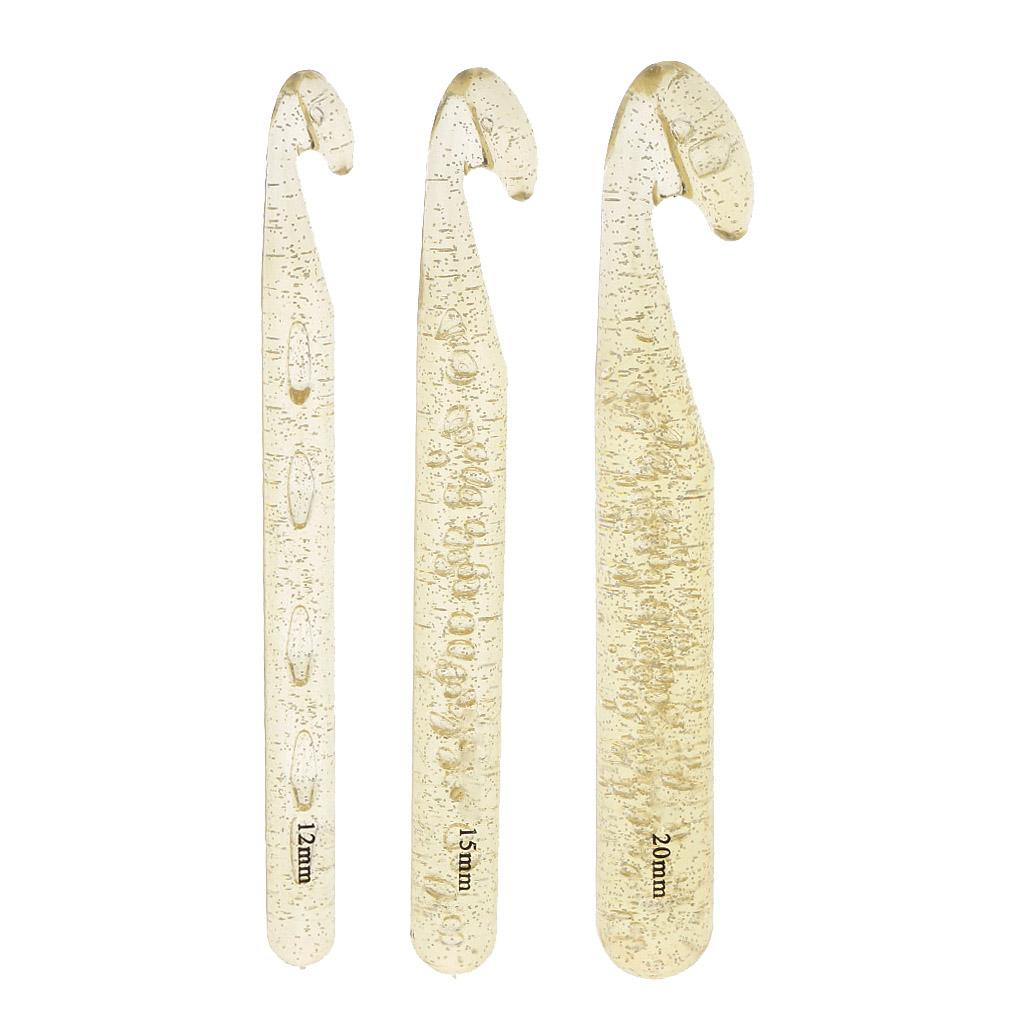 3Pcs Large Plastic Crochet Hooks Knitting Needles Sewing Tools 12 15 20mm