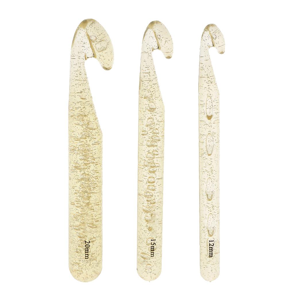3Pcs Large Plastic Crochet Hooks Knitting Needles Sewing Tools 12 15 20mm