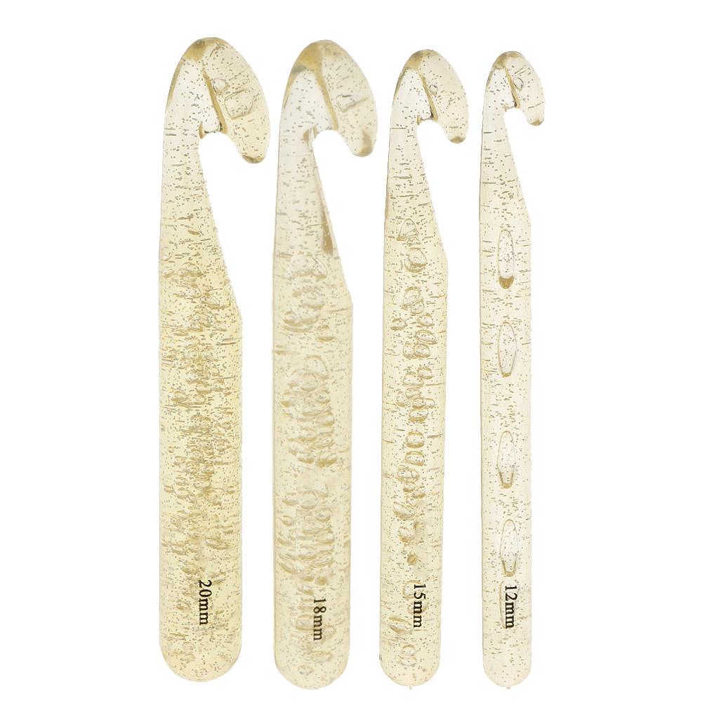8Pcs/lot Plastic Large Crochet Hooks Knitting Needles Gold 12 15 18 20mm
