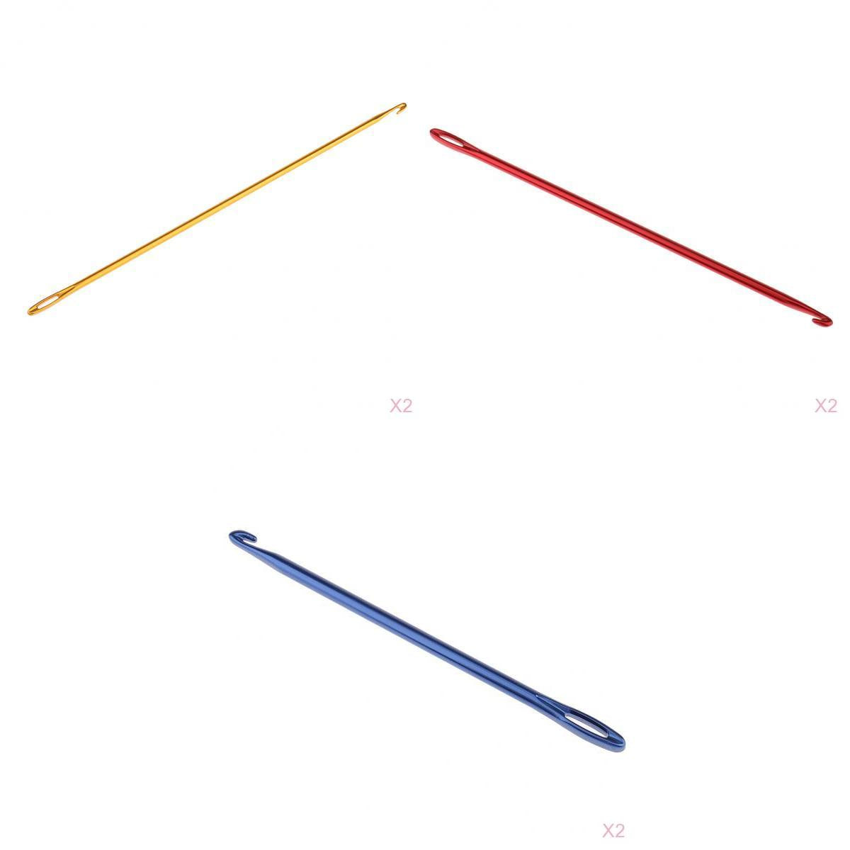 6Pcs Afghan Crochet Hook Knitting Needle Hand Knit Tool With Hole 2.75 4 6mm