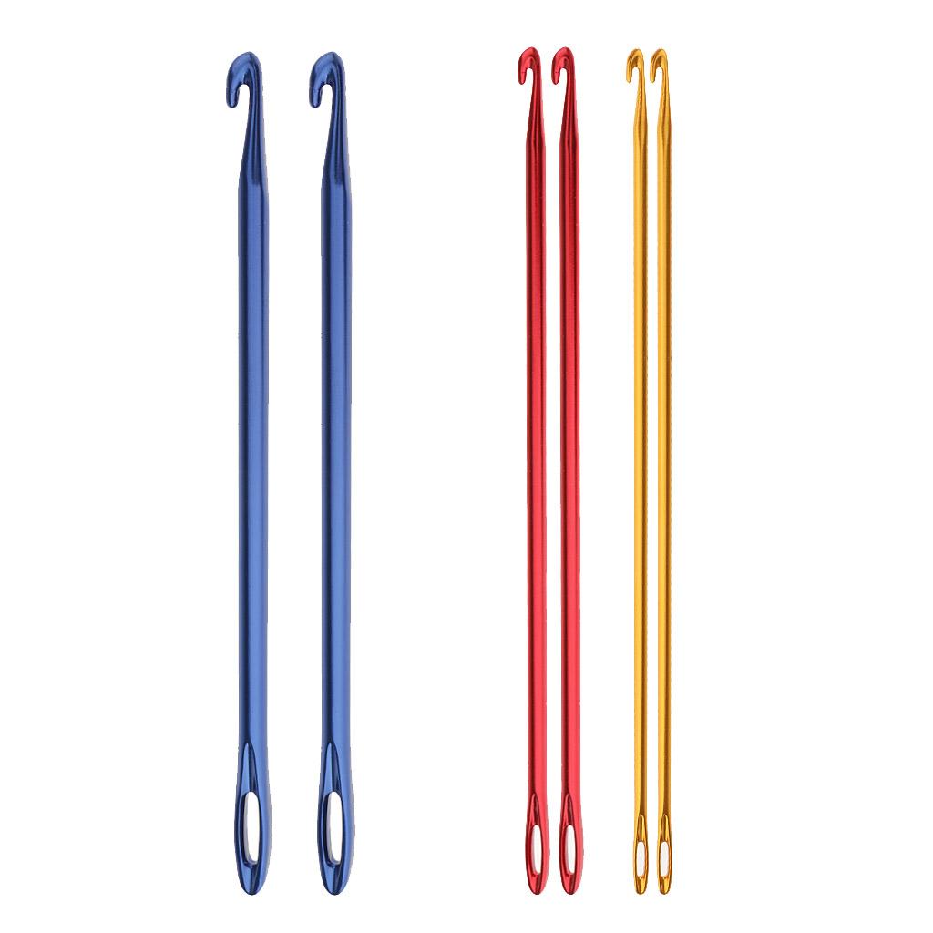 6Pcs Afghan Crochet Hook Knitting Needle Hand Knit Tool With Hole 2.75 4 6mm