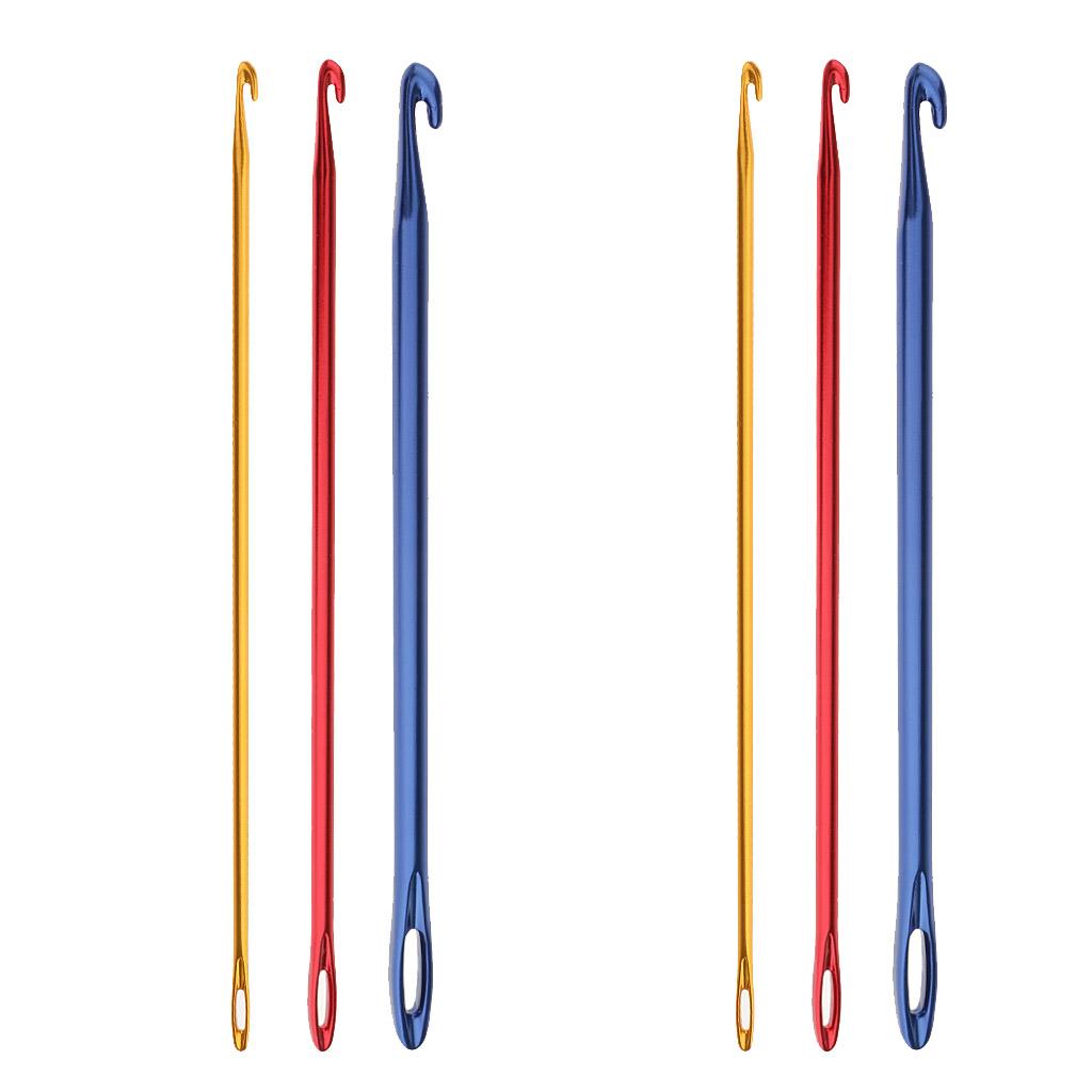 6Pcs Afghan Crochet Hook Knitting Needle Hand Knit Tool With Hole 2.75 4 6mm