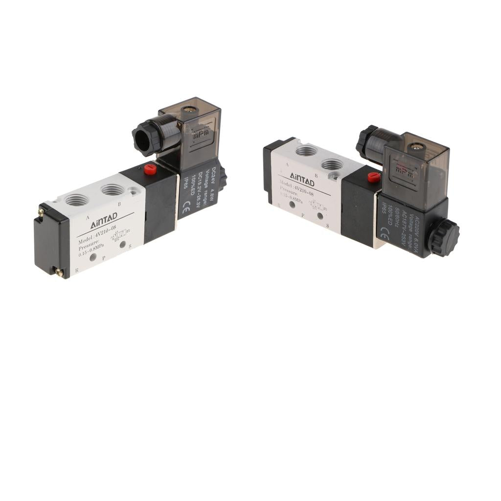 20Pcs 4V210-08 Solenoid Valve 5 Way 2 Position Pneumatic Air 1/4 24V/220V"