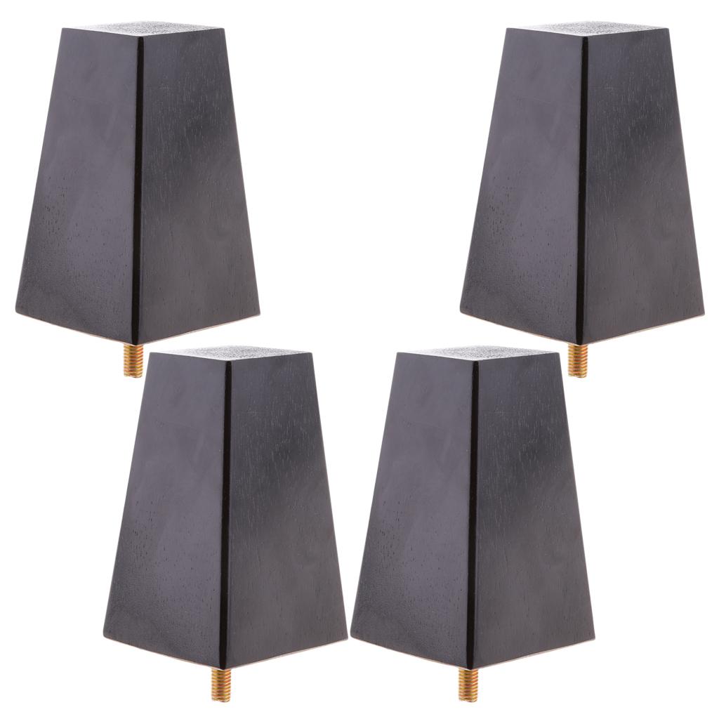 4pcs Wood Furniture Legs Sofa/Couch/Ottoman/Chair Leg Feet Pyramid Black