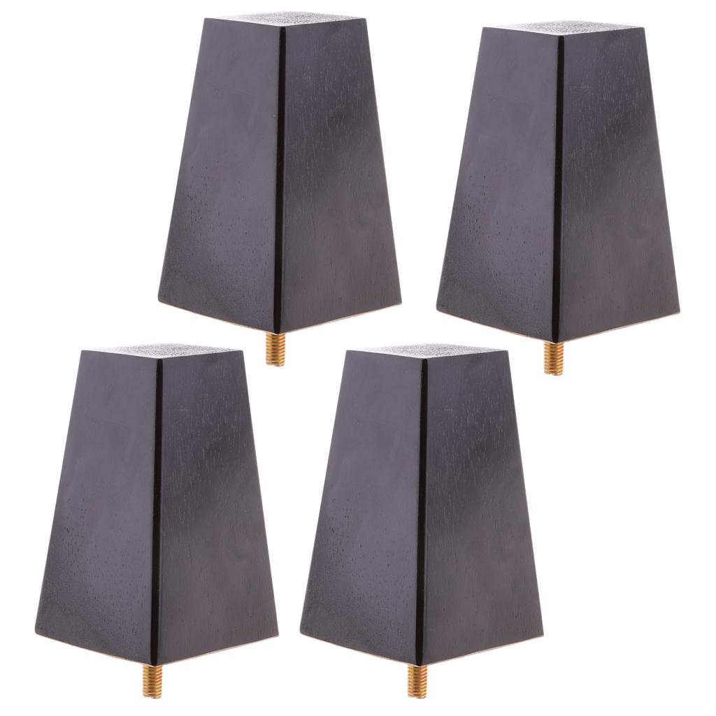 4pcs Wood Furniture Legs Sofa/Couch/Ottoman/Chair Leg Feet Pyramid Black