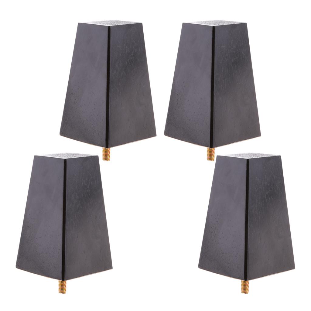 4pcs Wood Furniture Legs Sofa/Couch/Ottoman/Chair Leg Feet Pyramid Black