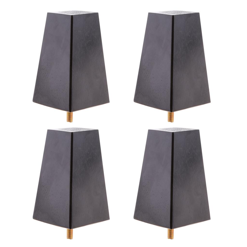4pcs Wood Furniture Legs Sofa/Couch/Ottoman/Chair Leg Feet Pyramid Black