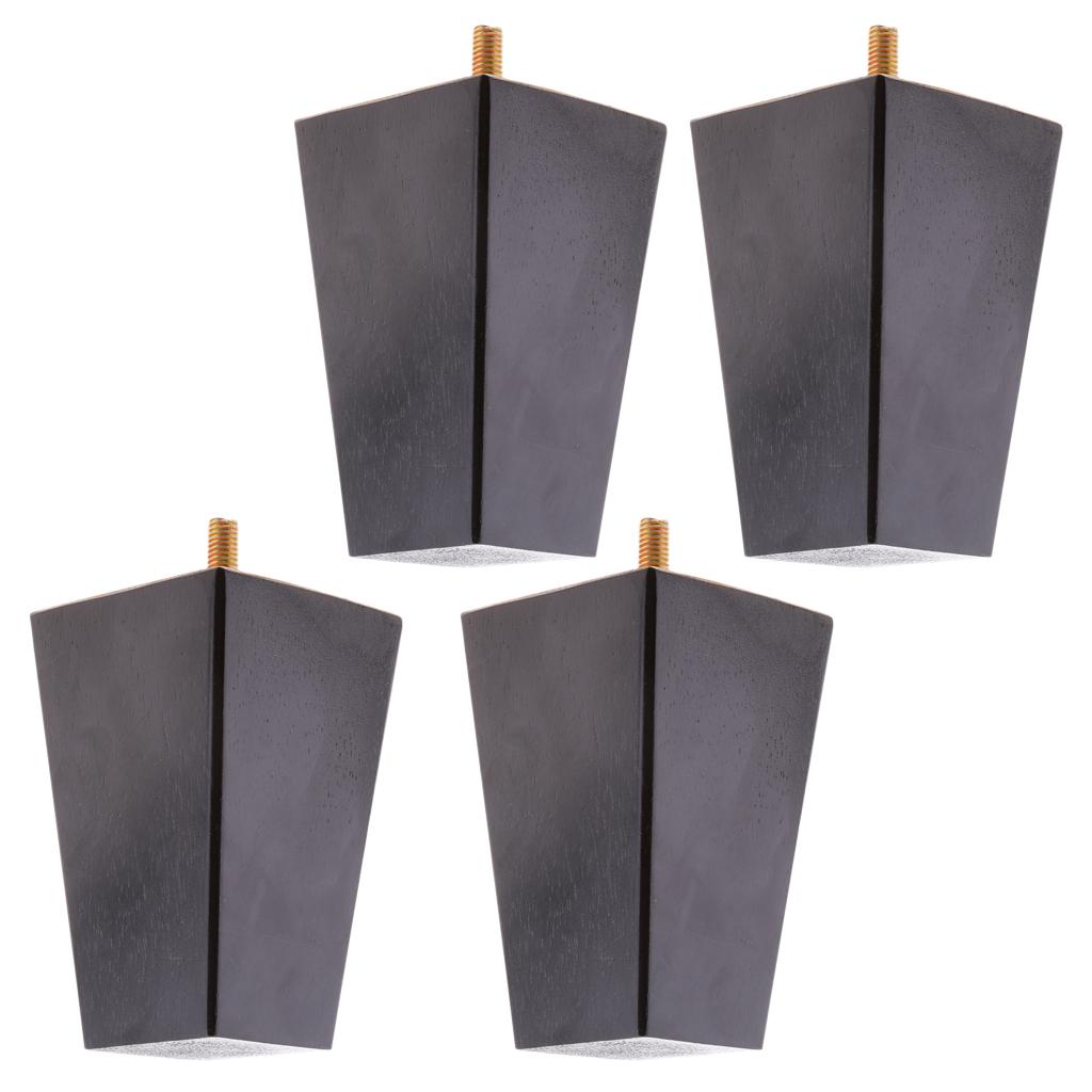 4pcs Wood Furniture Legs Sofa/Couch/Ottoman/Chair Leg Feet Pyramid Black