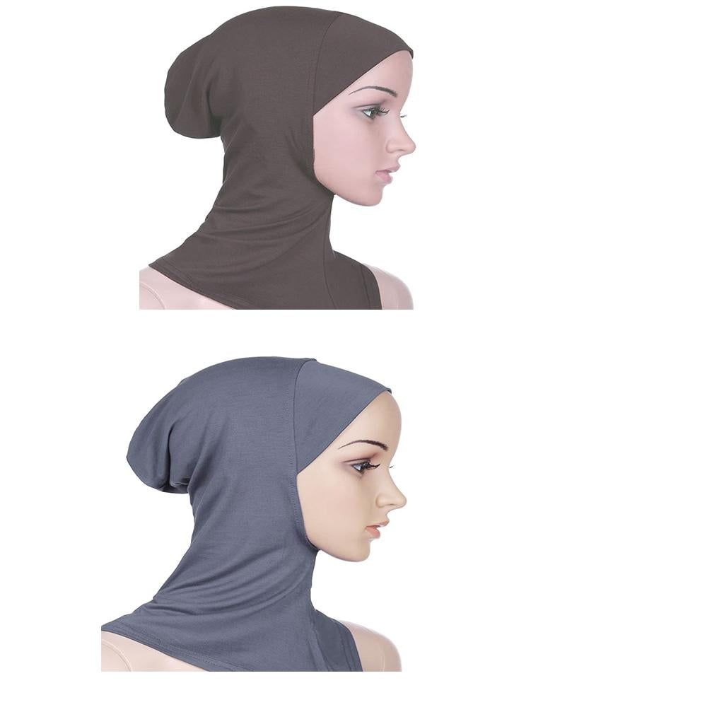 2 Pcs Muslim Full Cover Hijab Cap Islamic Underscarf Graceful Neck Head Hat