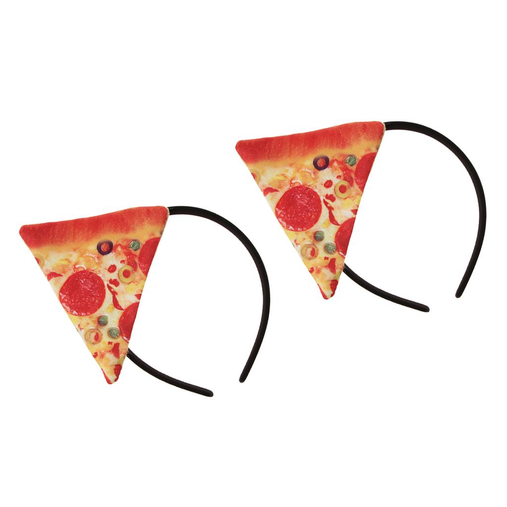2 Pieces Pizza Headband Women Girls Halloween Fancy Dress Party Hairbands