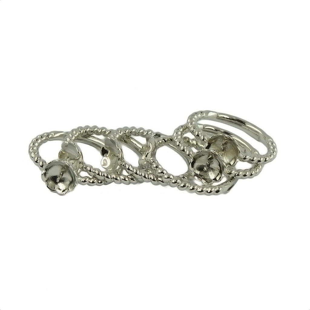 7pcs Brass Blank Bezel Adjustable Ring Peg Moun Flower Cup DIY Filigree Ring