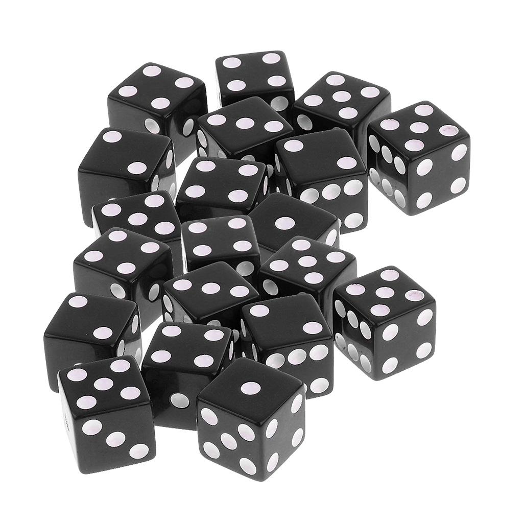 20 Pieces Six Sided Dice Digital Dices Set RPG Playing Game Toy Black
