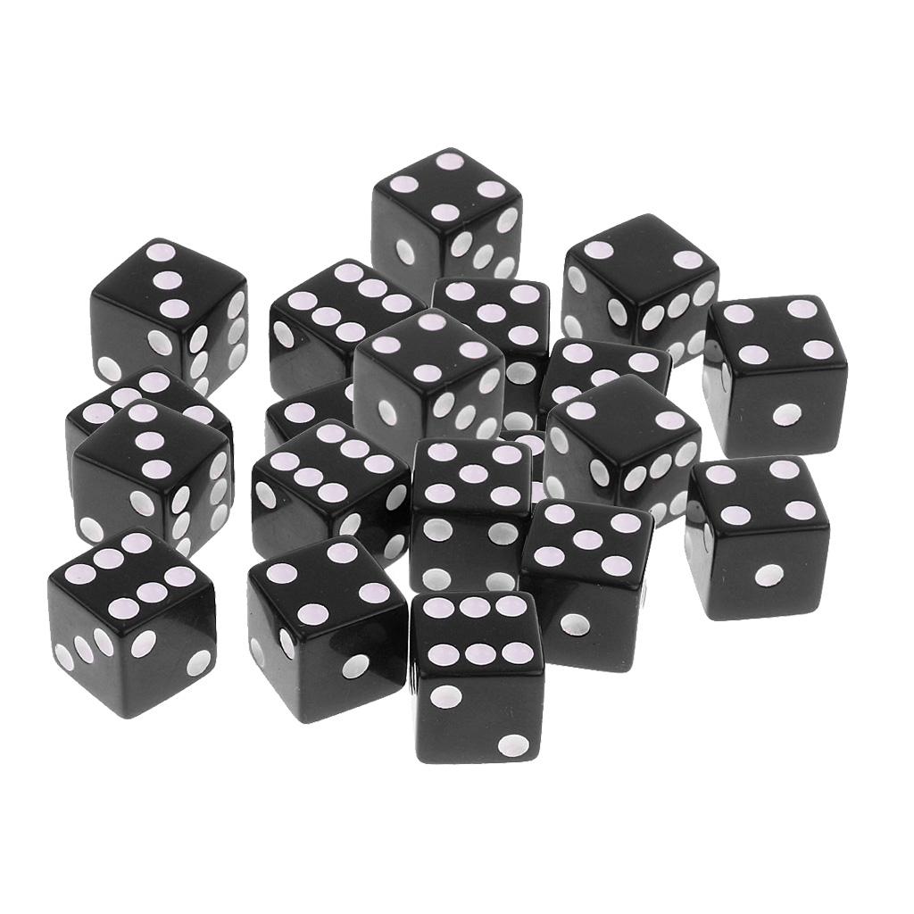 20 Pieces Six Sided Dice Digital Dices Set RPG Playing Game Toy Black