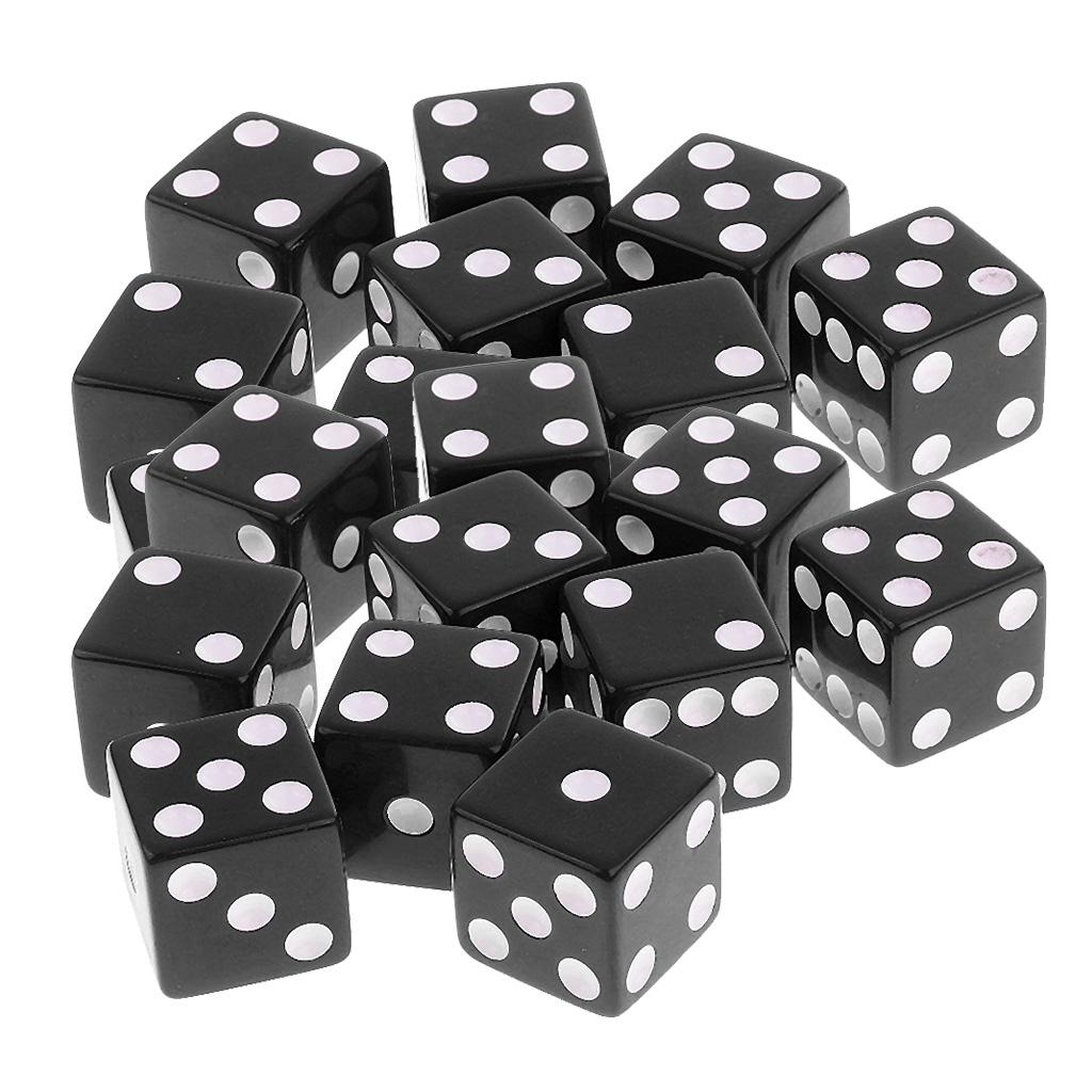 20 Pieces Six Sided Dice Digital Dices Set RPG Playing Game Toy Black