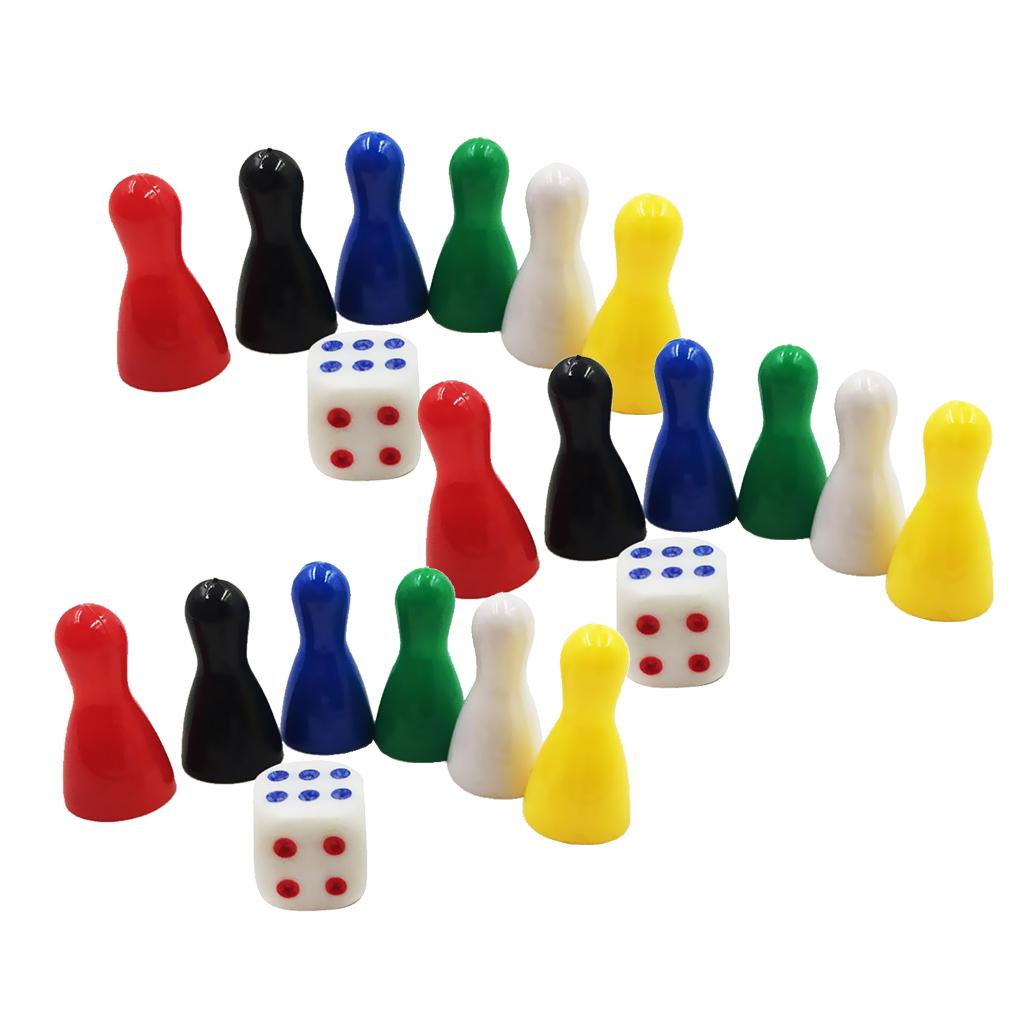 18Pcs Chessman Chess Pieces and 3 Dice Board Game Accessories Children Toys