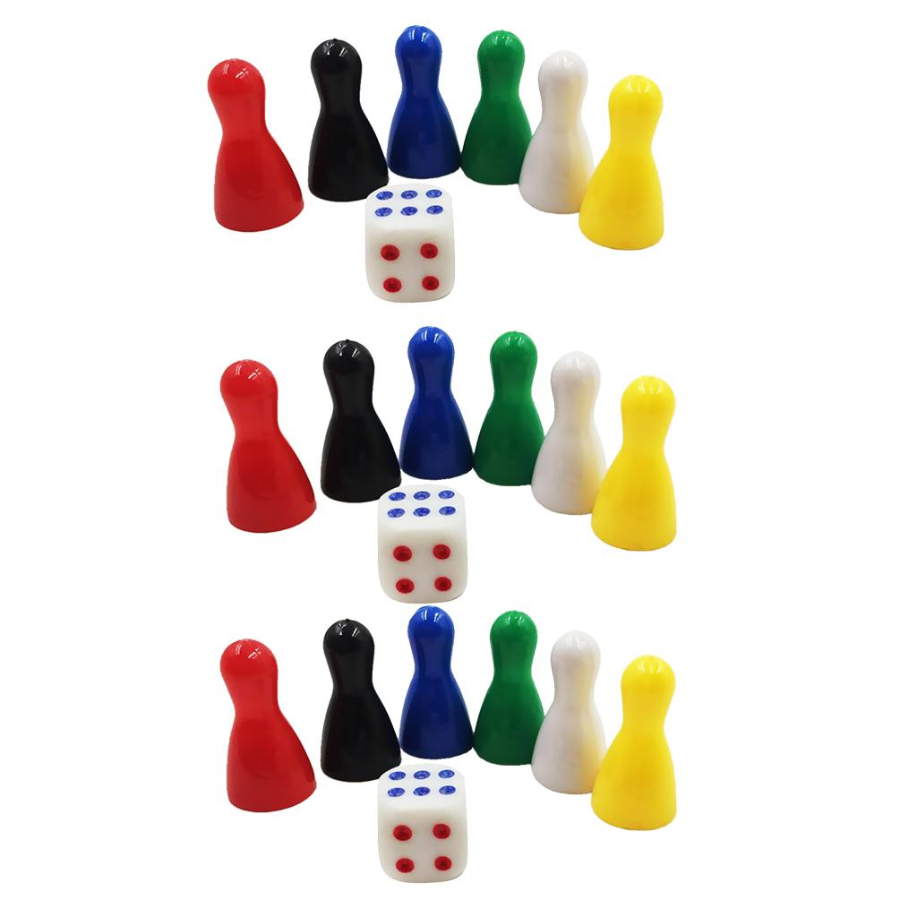 18Pcs Chessman Chess Pieces and 3 Dice Board Game Accessories Children Toys