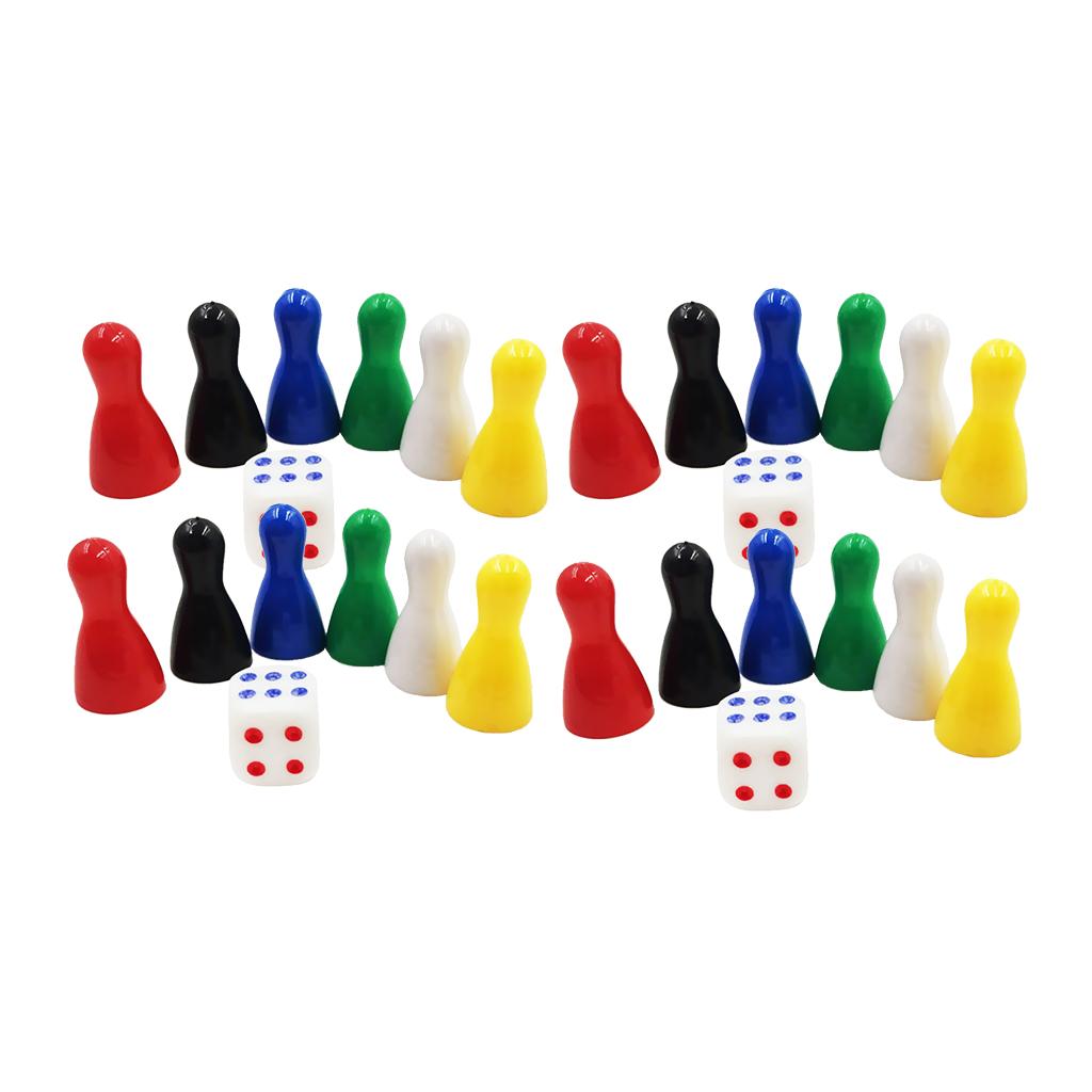 24Pcs Chessman Chess Pieces & 4x Dice Board Game Accessories Children Toys