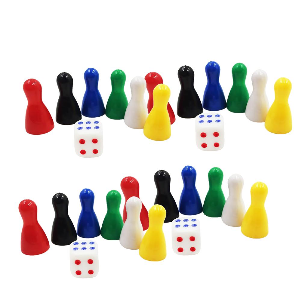 24Pcs Chessman Chess Pieces & 4x Dice Board Game Accessories Children Toys