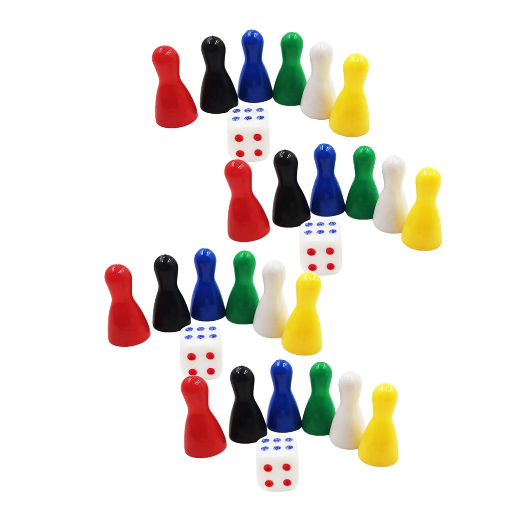 24Pcs Chessman Chess Pieces & 4x Dice Board Game Accessories Children Toys