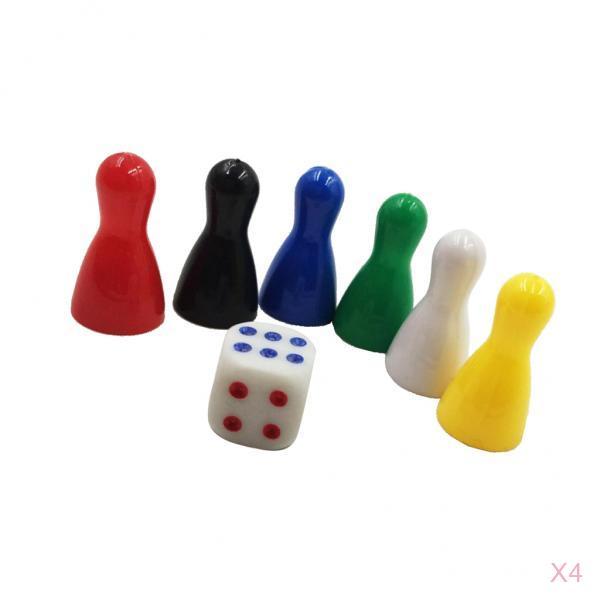 24Pcs Chessman Chess Pieces & 4x Dice Board Game Accessories Children Toys