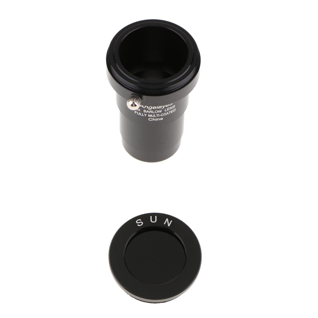 Barlow Lens 1.25/31.7mm Astronomy Telescope Eyepiece 5X & Black Filter"
