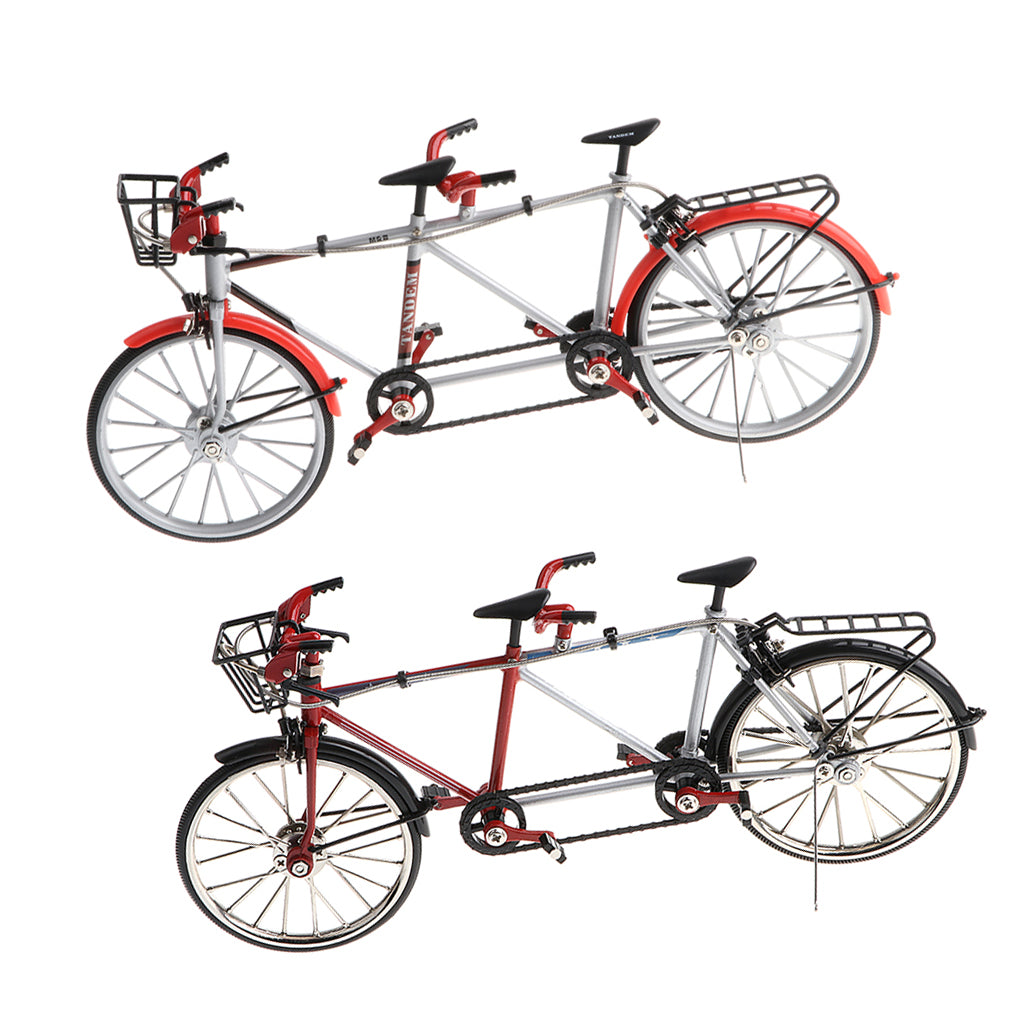 2 Pcs 1:10 Alloy Diecast Racing Tandem Bike Model Bicycle Toy Collection