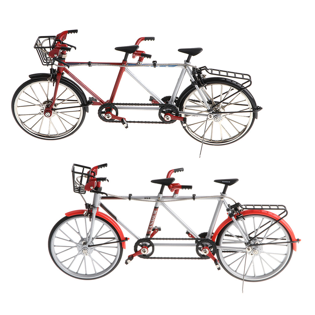2 Pcs 1:10 Alloy Diecast Racing Tandem Bike Model Bicycle Toy Collection