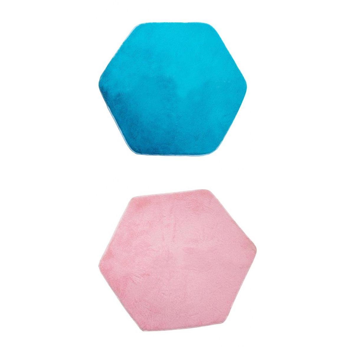 2 Pieces Soft Plush Kids Tent Carpet Rug Pad Bedroom Cushion - Hexagonal