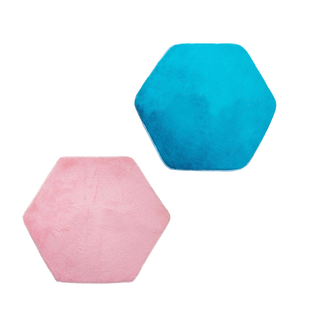 2 Pieces Soft Plush Kids Tent Carpet Rug Pad Bedroom Cushion - Hexagonal