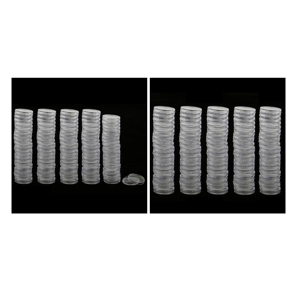 200pcs Clear Round Plastic Coin Capsules Container Storage Holder Case 22mm