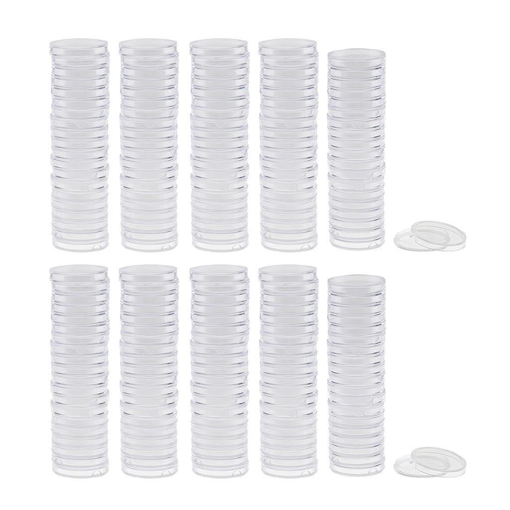 200pcs Clear Round Plastic Coin Capsules Container Storage Holder Case 30mm