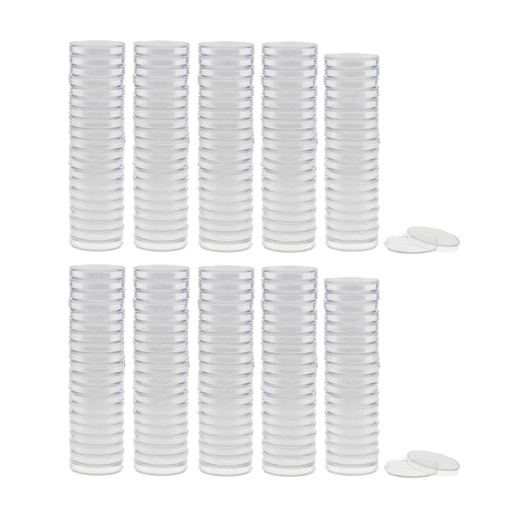 200pcs Clear Round Plastic Coin Capsules Container Storage Holder Case 38mm