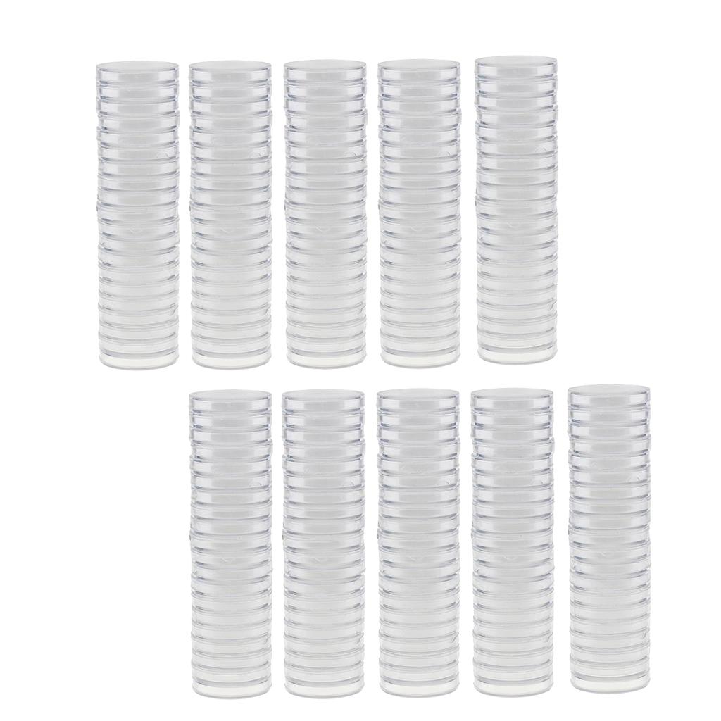 200pcs Clear Round Plastic Coin Capsules Container Storage Holder Case 38mm