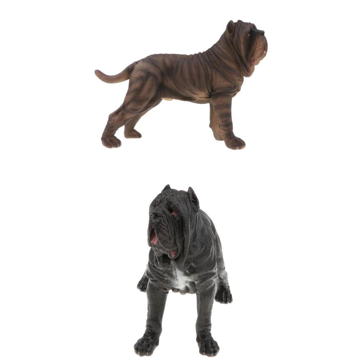 2pcs Simulation Wild Animal Model Figure Toy Figurine Neopolitan Mastiff