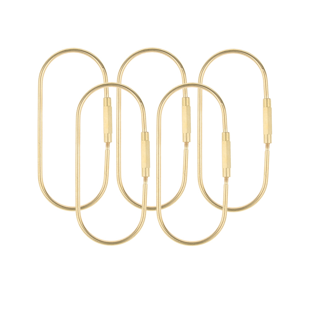 5 Pieces Brass Screw Lock Keychain Ring Clip Tool Hook Clasp O shape