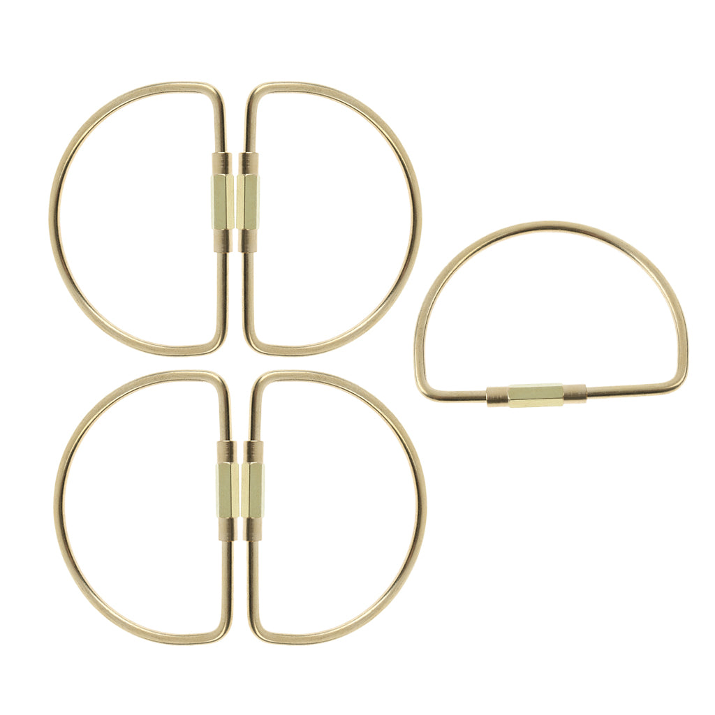 5 Pieces Brass Screw Lock Keychain Ring Clip Tool Hook Clasp D shape