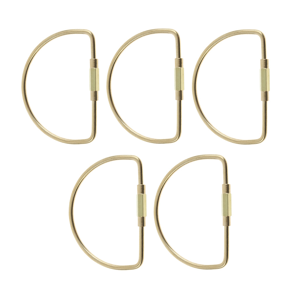 5 Pieces Brass Screw Lock Keychain Ring Clip Tool Hook Clasp D shape