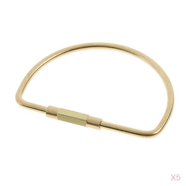 5 Pieces Brass Screw Lock Keychain Ring Clip Tool Hook Clasp D shape
