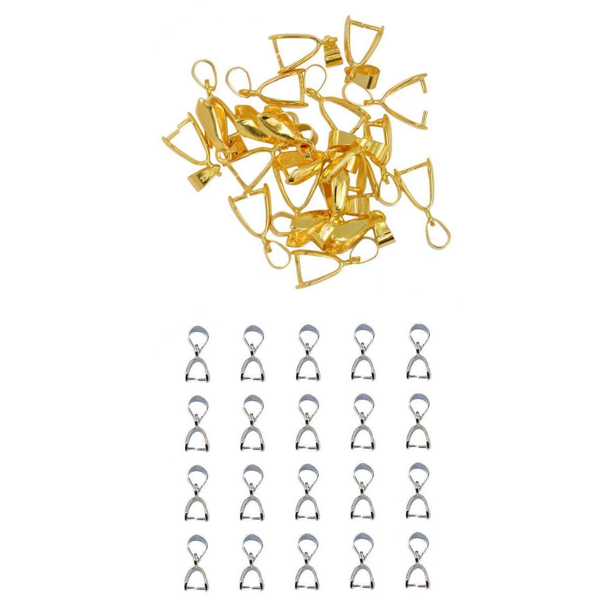 40 Pcs Pendant Pinch Bails Connector Clasps DIY Jewelry Making 14mm + 8mm