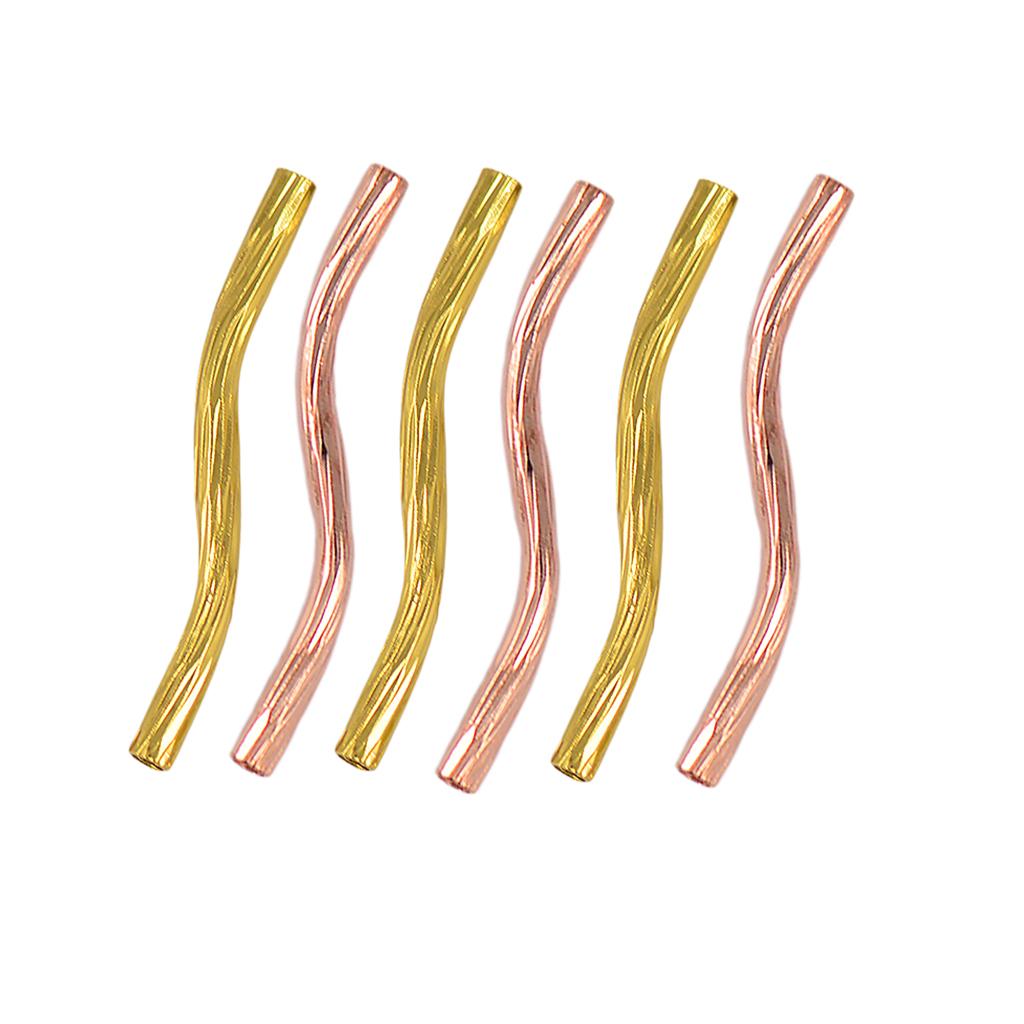 100 Pcs Engraved Pattern Tube Swirl Noodle Brass Beads DIY Jewelry 24mm