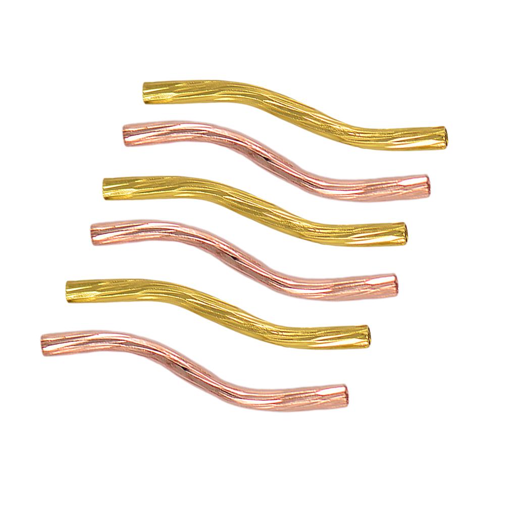 100 Pcs Engraved Pattern Tube Swirl Noodle Brass Beads DIY Jewelry 24mm