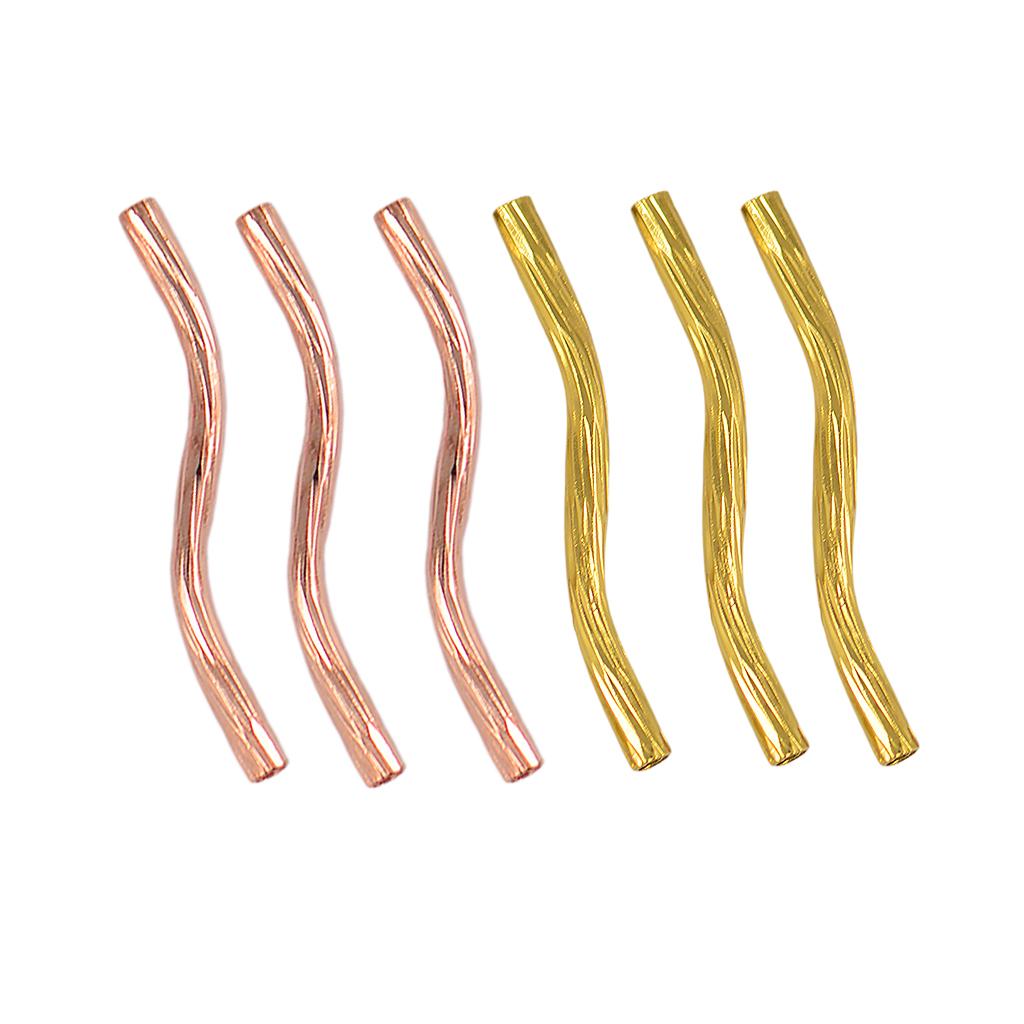 100 Pcs Engraved Pattern Tube Swirl Noodle Brass Beads DIY Jewelry 24mm