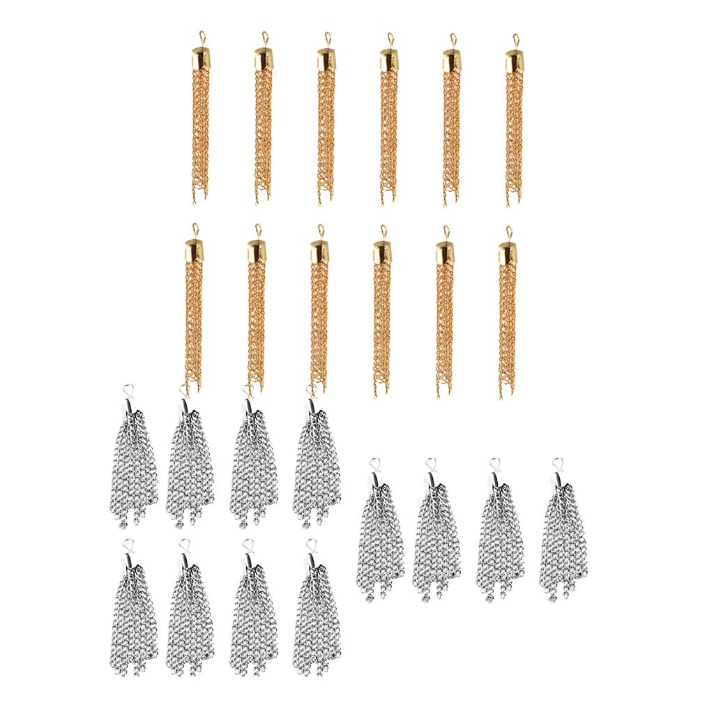 24Pcs Tassel Pendant Necklace DIY Craft For Jewelry Making Light Gold&Silver