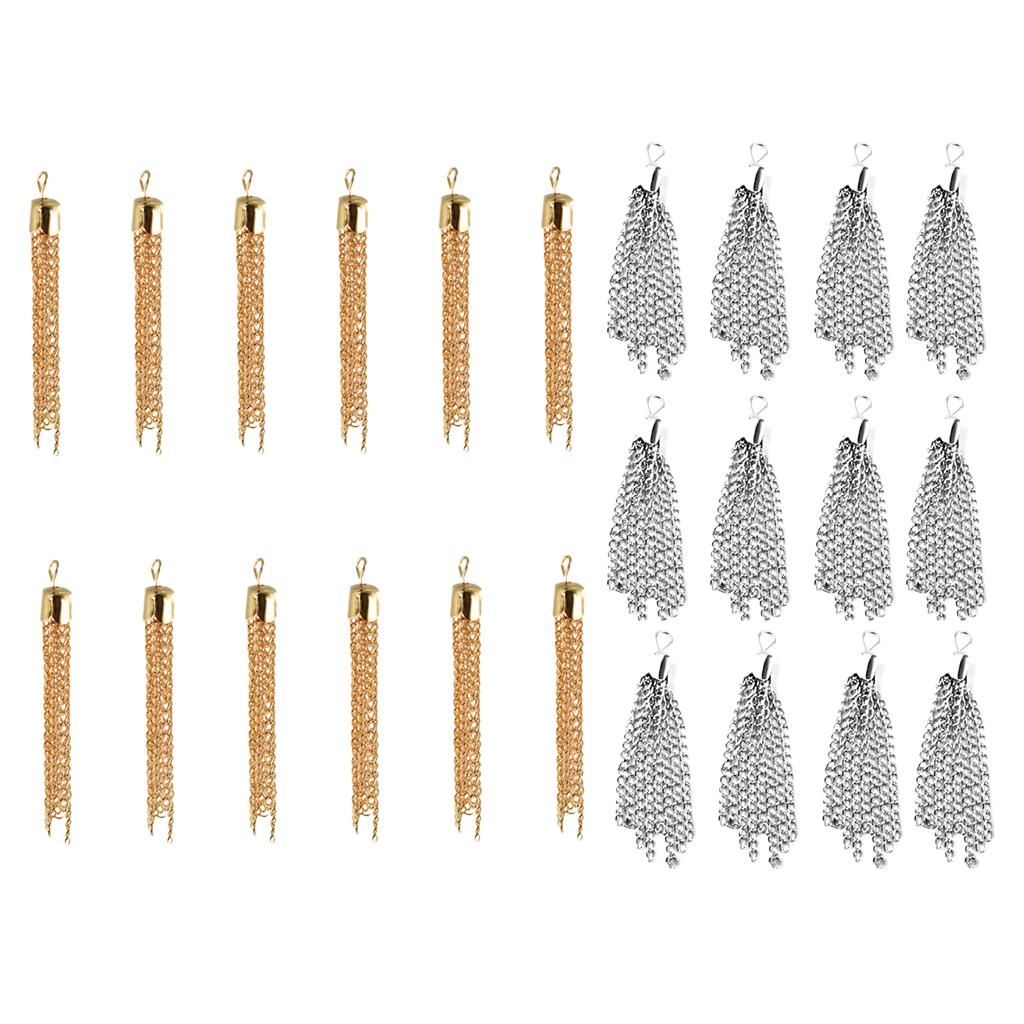 24Pcs Tassel Pendant Necklace DIY Craft For Jewelry Making Light Gold&Silver