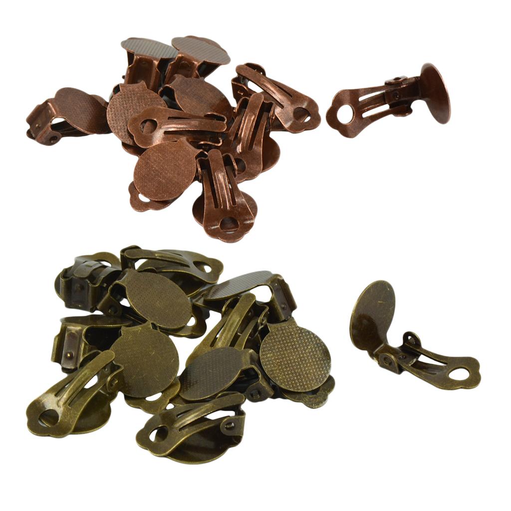 24x Clip On Earring with Pad for Gluing Finding Jewelry Making Bronze&Copper