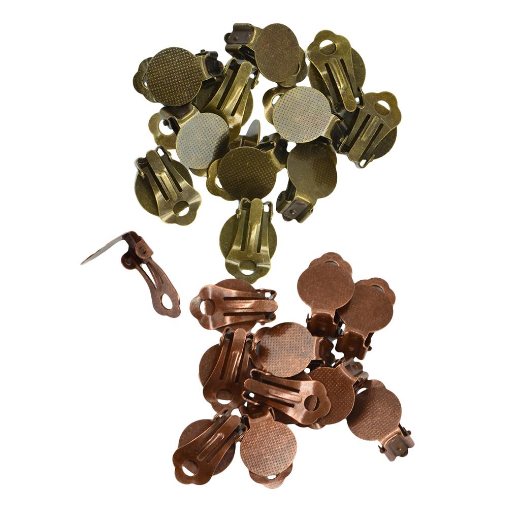 24x Clip On Earring with Pad for Gluing Finding Jewelry Making Bronze&Copper